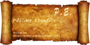 Póder Elemér névjegykártya