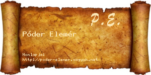 Póder Elemér névjegykártya